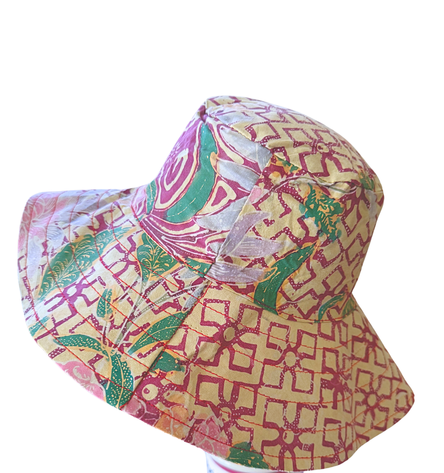 Bali Batik Patch Wide Rim Sun Hat- Reversible