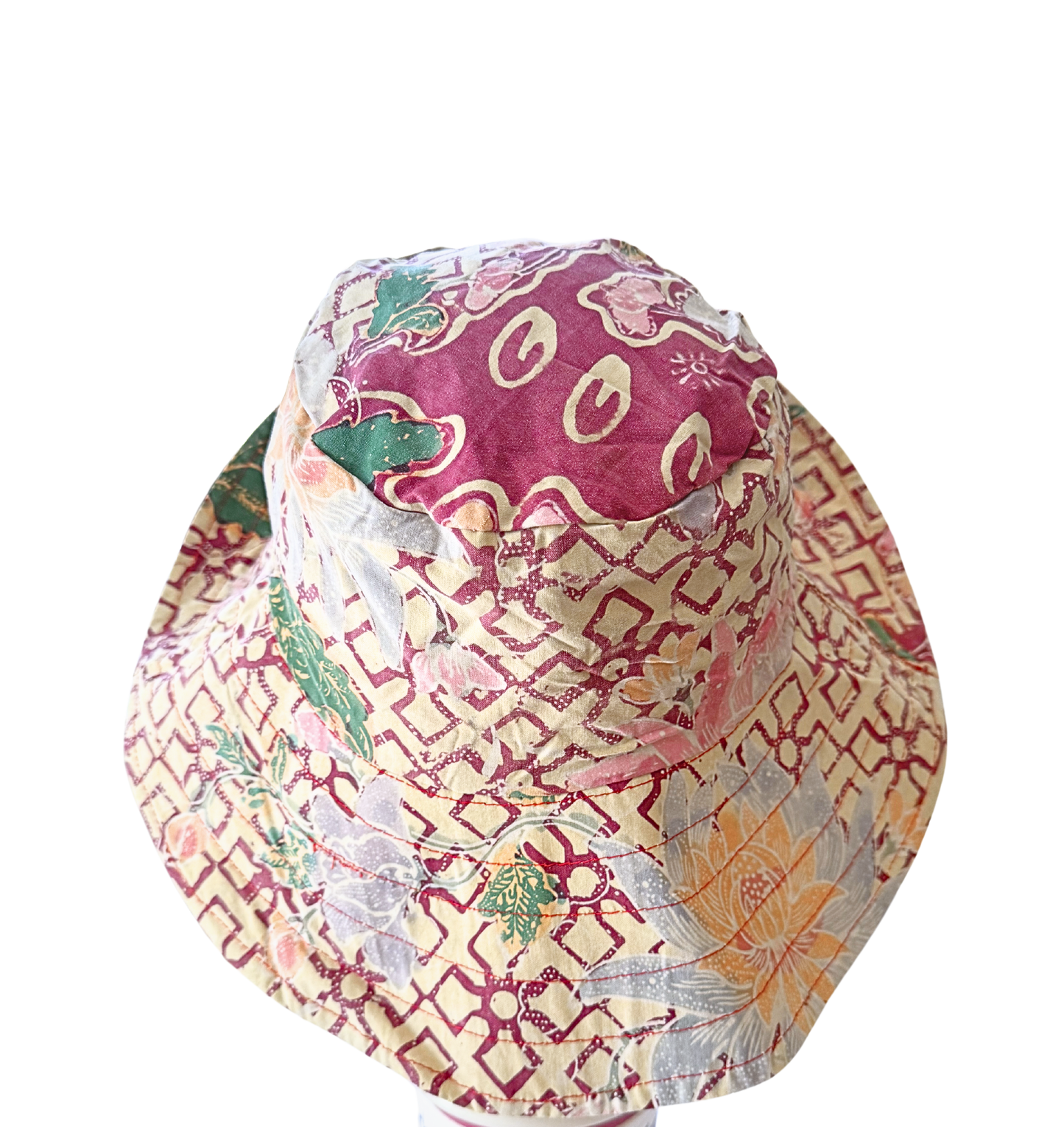 Bali Batik Patch Wide Rim Sun Hat- Reversible